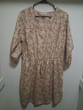 M.P.H Collection Paisley Tie-Waist Midi Dress in Beige